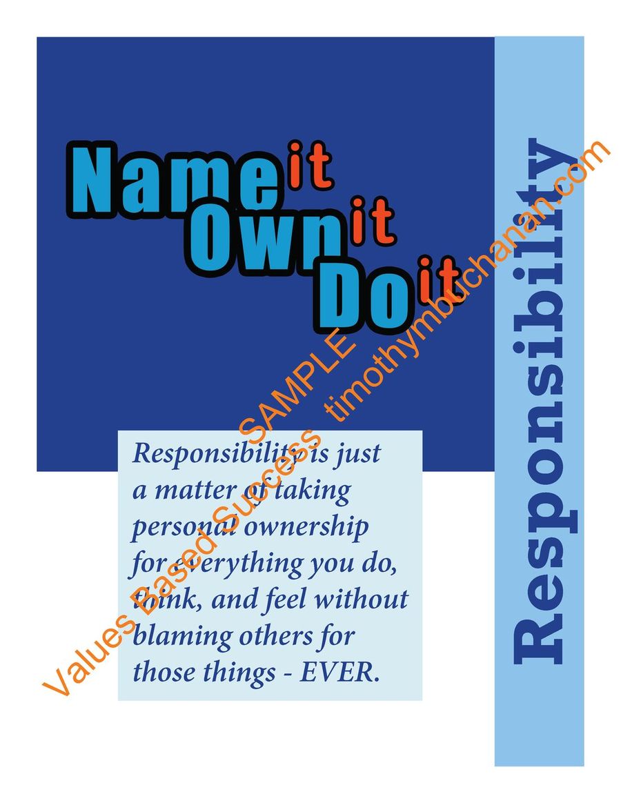 Values Based Success sample lesson on Responsibility, page 1 of 8